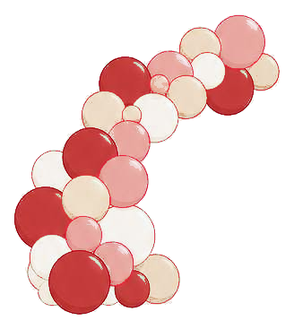 Balloon garland in the Red & White color palette
