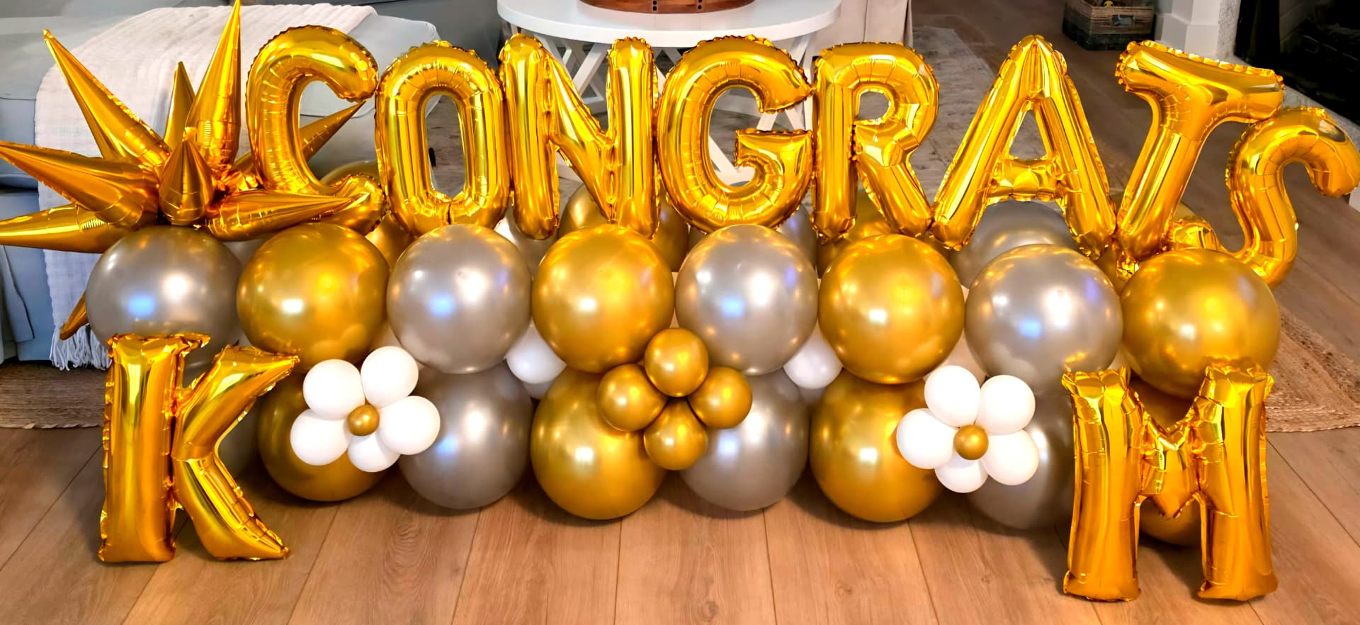 Gold and silver chrome marquee with foil letters
