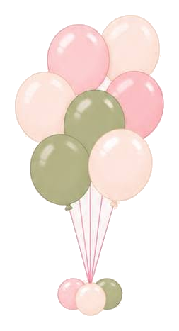 Classic helium balloon bouquet in blush, sage and cream